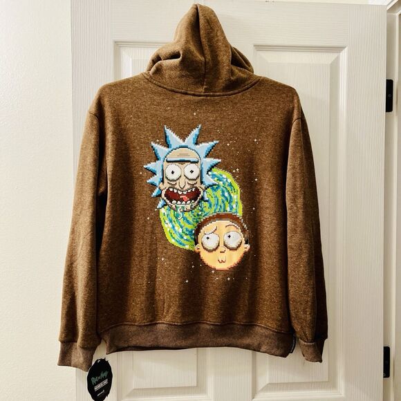 Rick and Morty Members Only Hoodie Men’s S Sweatshirt Adult Swim Front Pocket - Picture 3 of 11